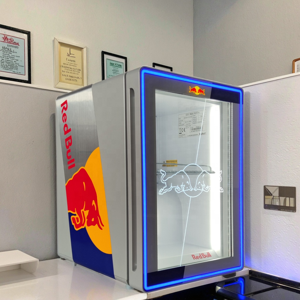 Vintage Redbull Fridge - Glass Door Beverage Cooler with