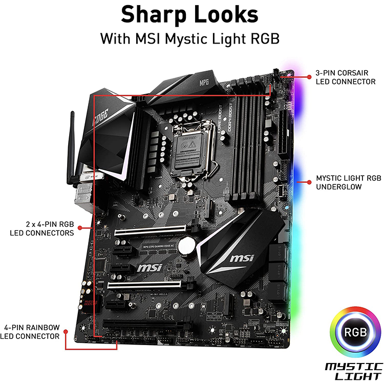 MSI MPG Z390 Gaming Edge AC LGA1151 Motherboard, Intel Z390