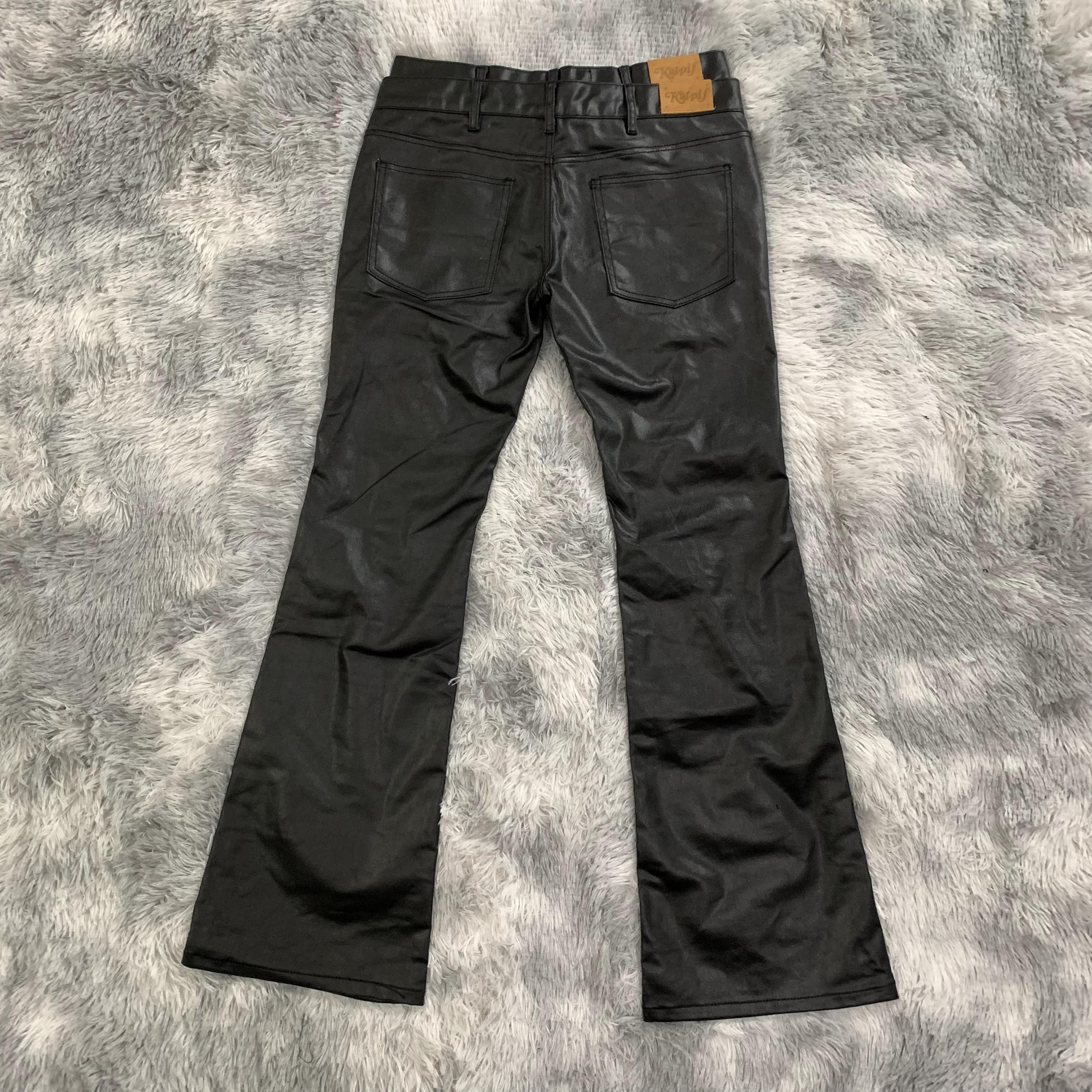 Custom Black Waxed Coated Flared Jeans for Men - Eco-Friendly