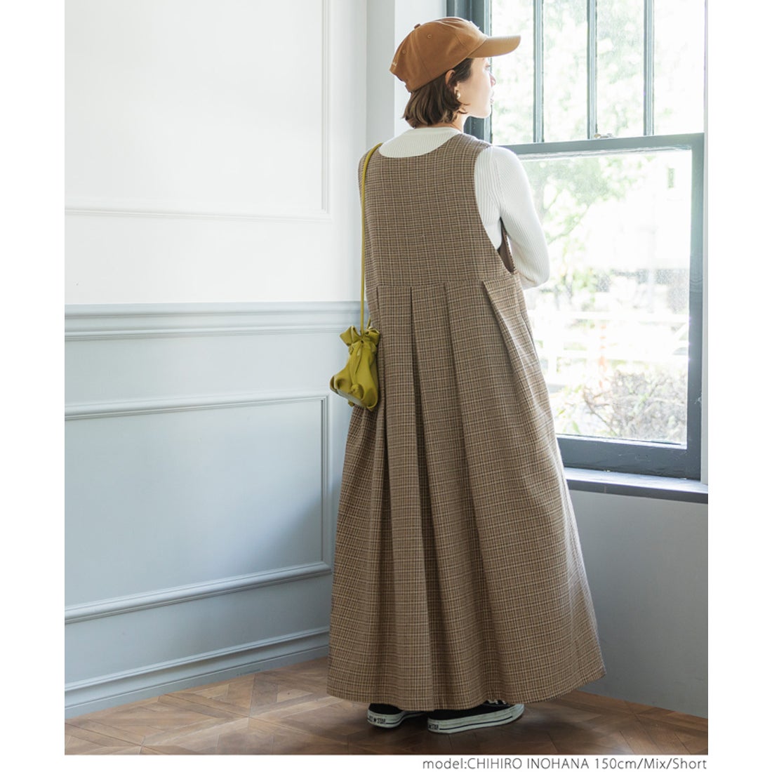 コカ coca Vネックチェックジャンパースカート （Mix） -靴