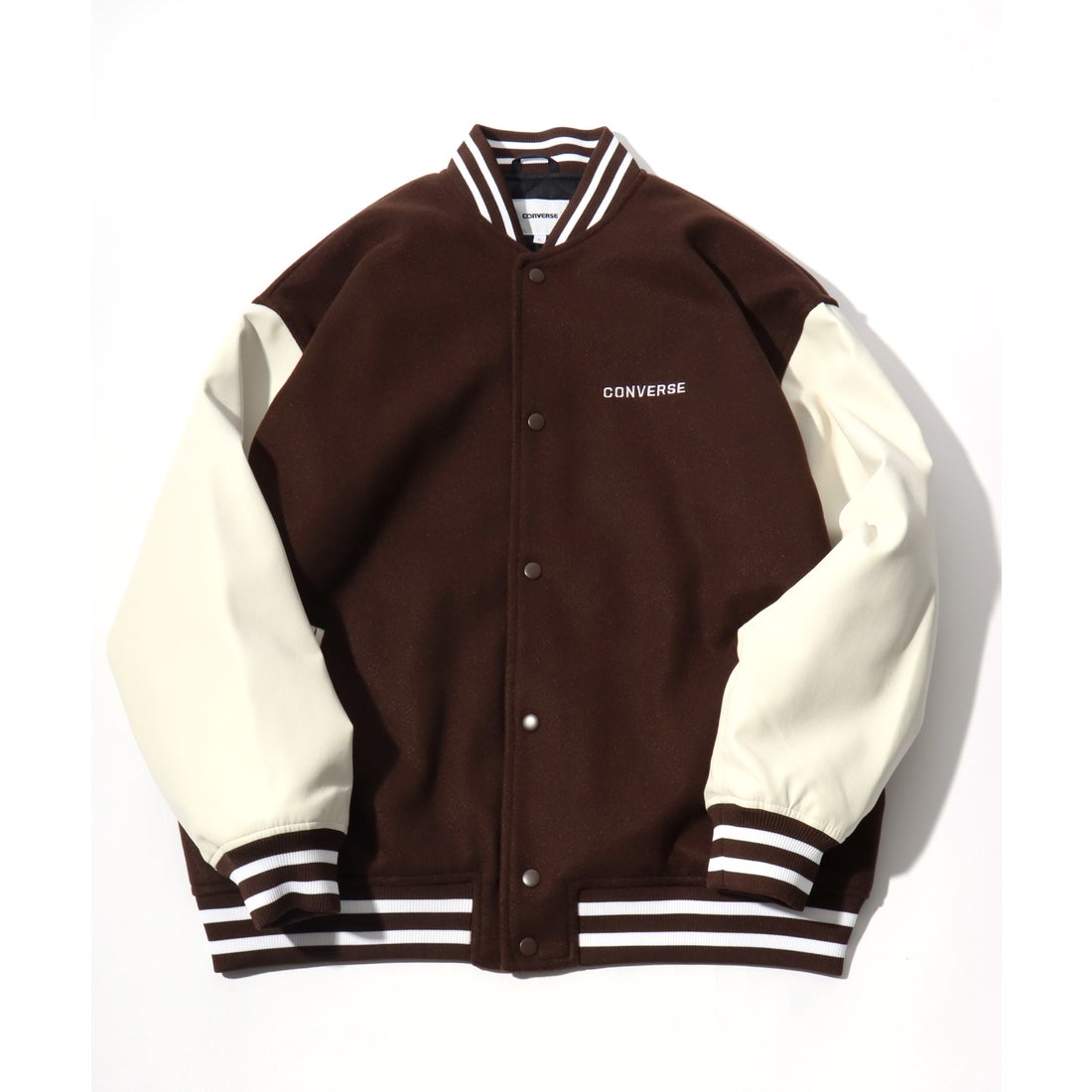 CONVERSE メルトンウール/デニム 袖フェイクレザー 切替 スタジャン