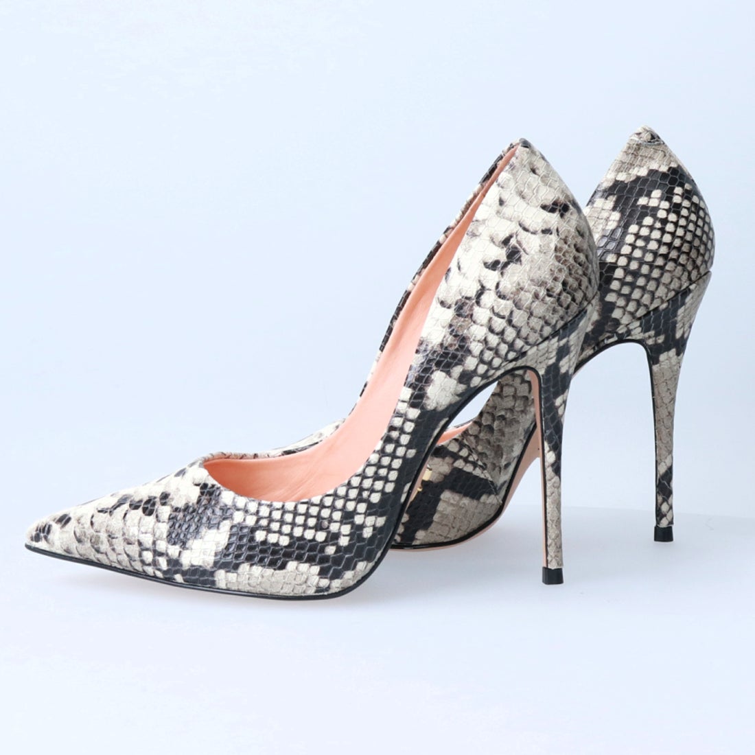 カラーノ CARRANO パイソン柄レザーピンヒールパンプス （ナチュラル型