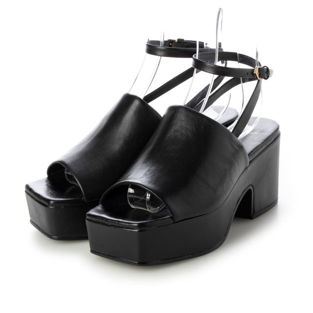 カラーノ CARRANO 厚底アンクルストラップサンダル （ブラック