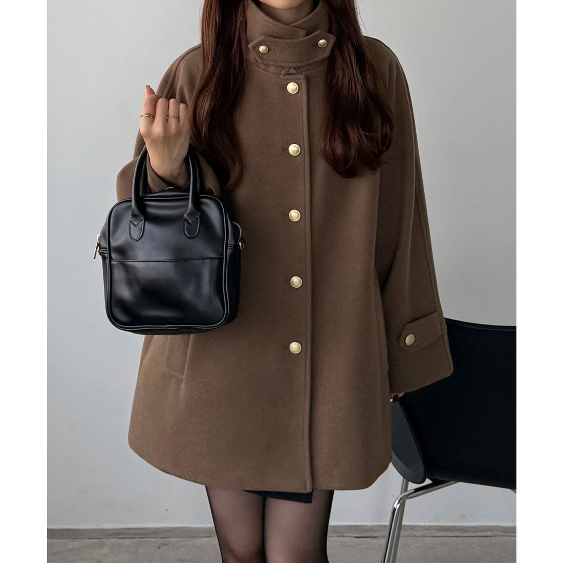 カラウティア callautia callautia ゴールドボタンミドルコート