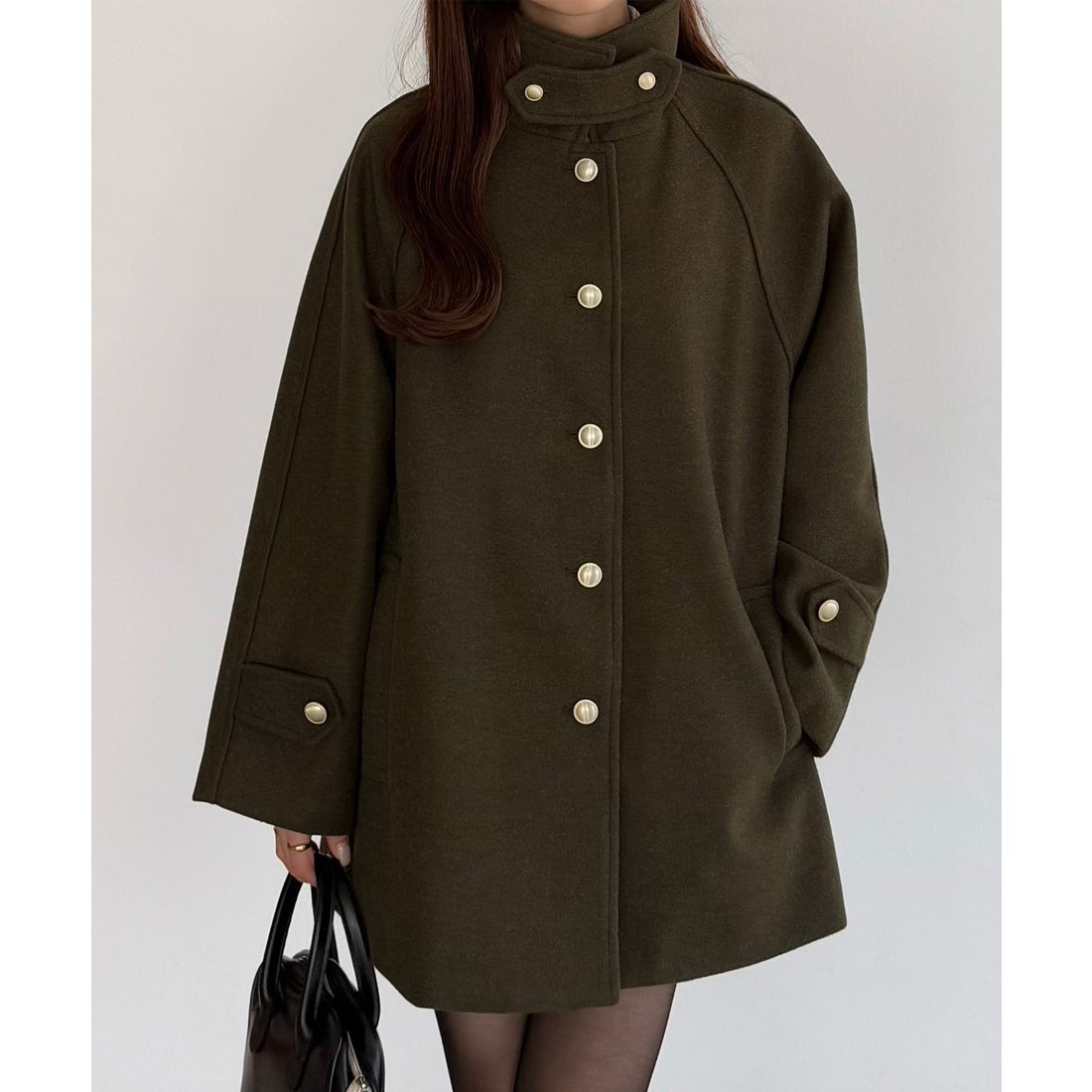 カラウティア callautia callautia ゴールドボタンミドルコート