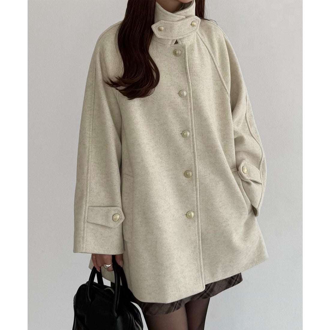 カラウティア callautia callautia ゴールドボタンミドルコート