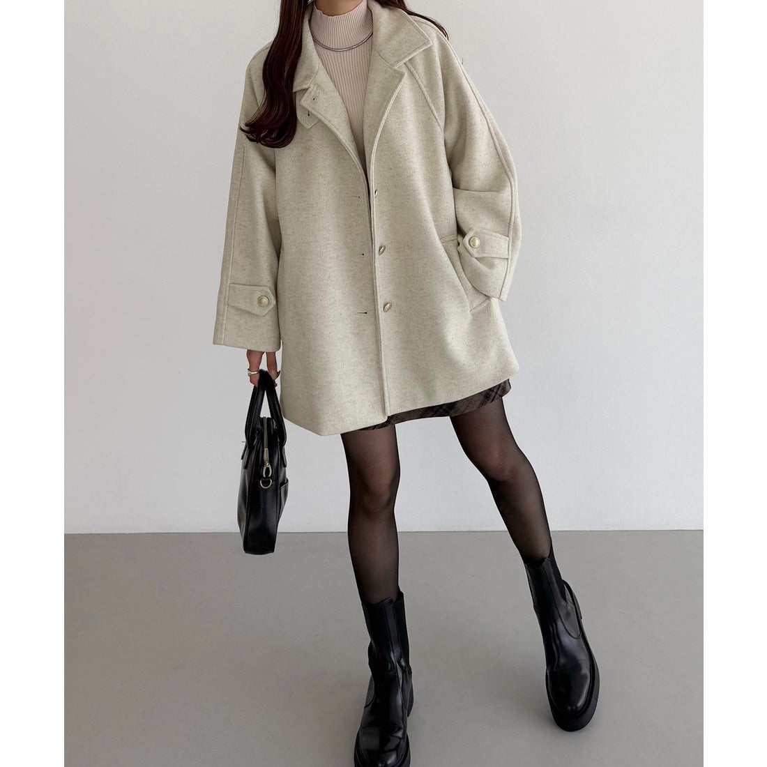 カラウティア callautia callautia ゴールドボタンミドルコート