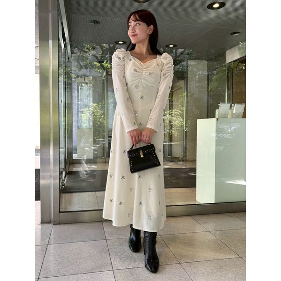 セルフォード CELFORD ビジュー＆リボンクリップ付きストレッチブーツ