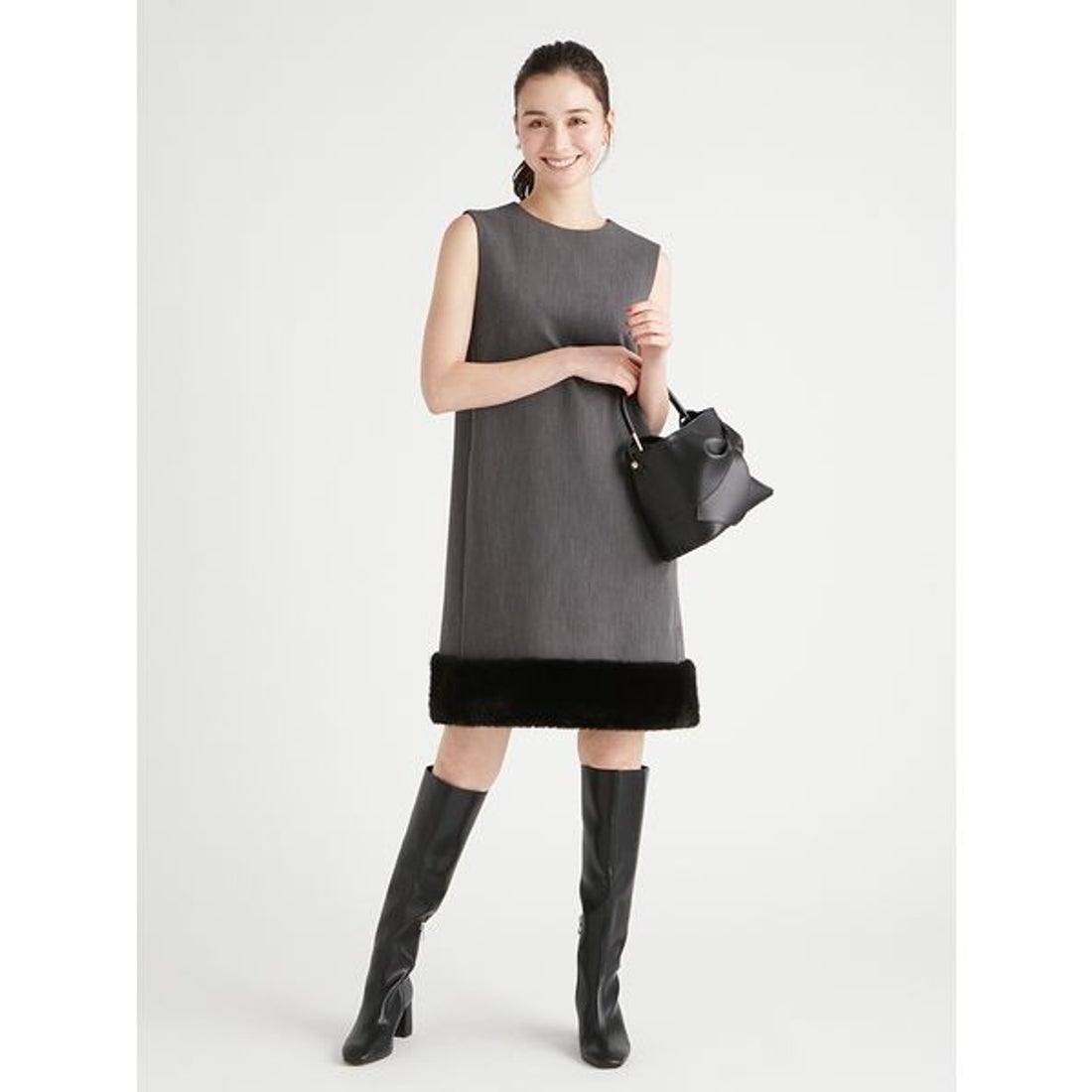 セルフォード CELFORD 裾ファーミニワンピース （BLK） - ファッション