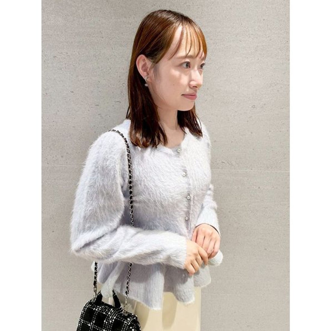 セルフォード CELFORD ファーライクペプラムカーディガン （SAX