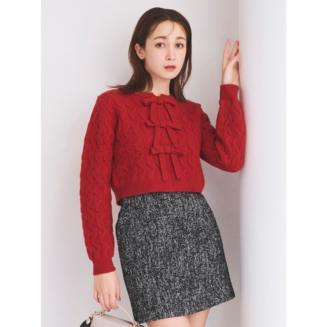 セルフォード CELFORD リボンモチーフケーブルニットプルオーバー