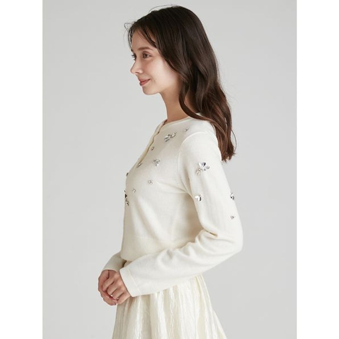 セルフォード CELFORD ペタルビジューカーディガン （LGRY