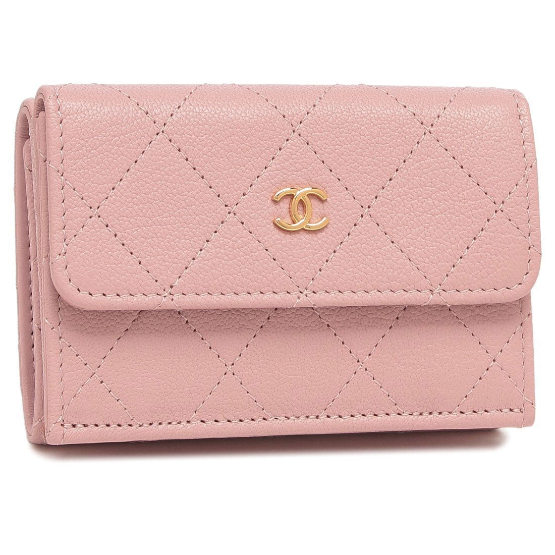 シャネル CHANEL 三つ折り財布 マトラッセ キルティング ミニ財布 CC