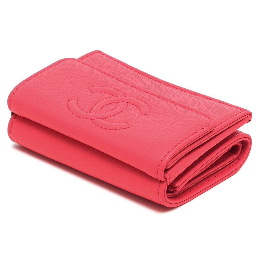 シャネル CHANEL 三つ折り財布 ミニ財布 CCマーク ココマーク ピンク