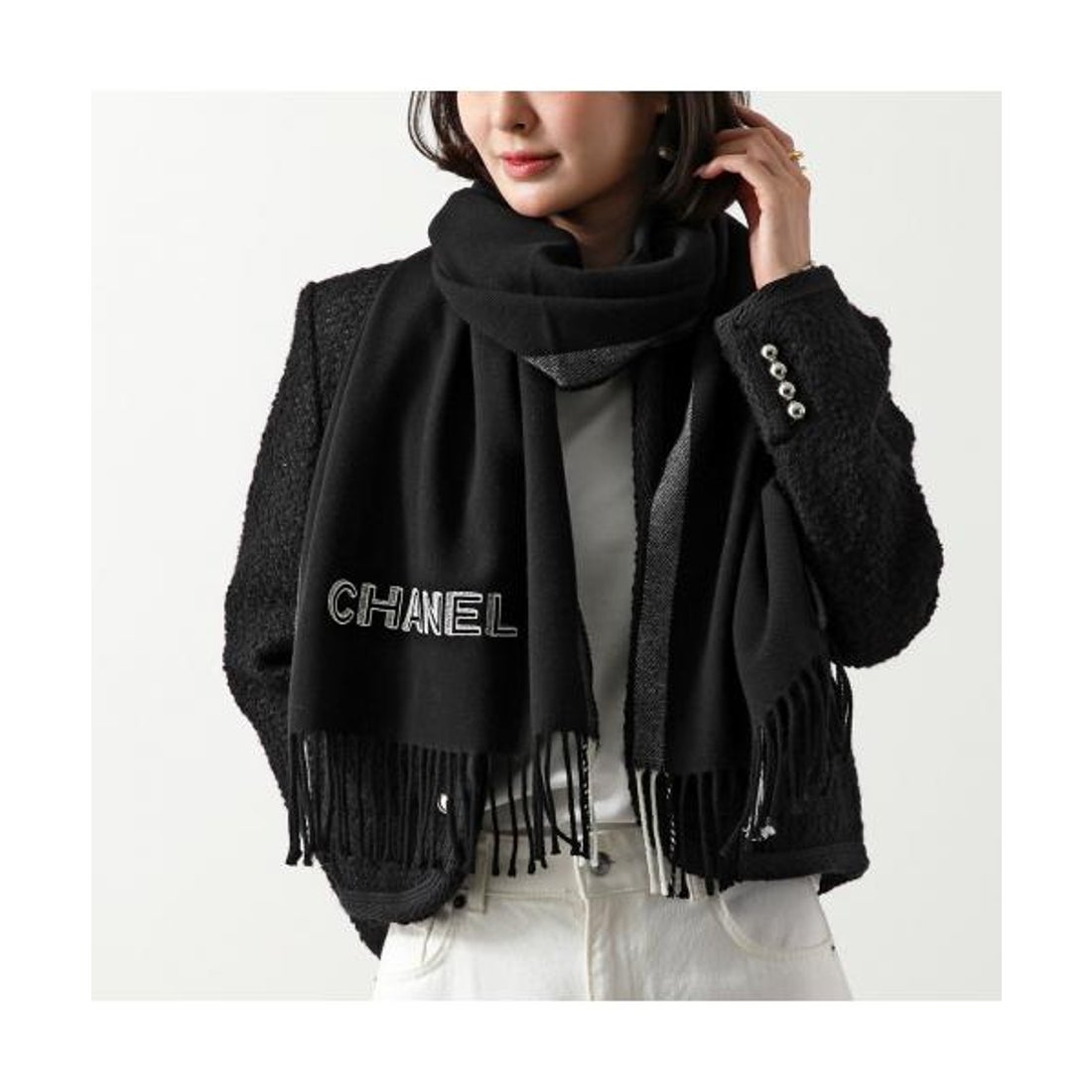 シャネル CHANEL CHANEL マフラー AAB207 B21171 ウール ロゴ刺繍