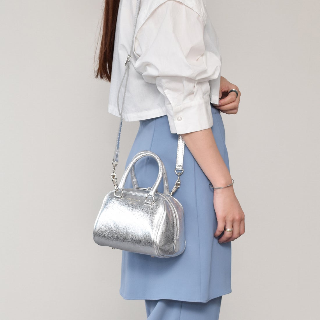 クリスチャンヴィラ CHRISTIAN VILLA メタリックレザーミニボストン