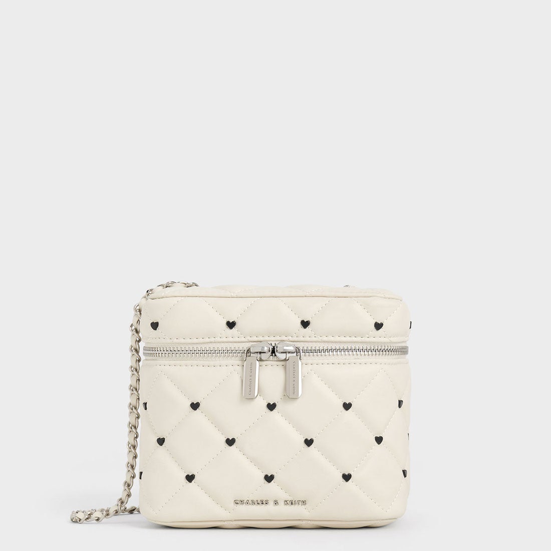 CHARLES & KEITH Nezu ネズ キルトハートプリントバッグ （Chalk