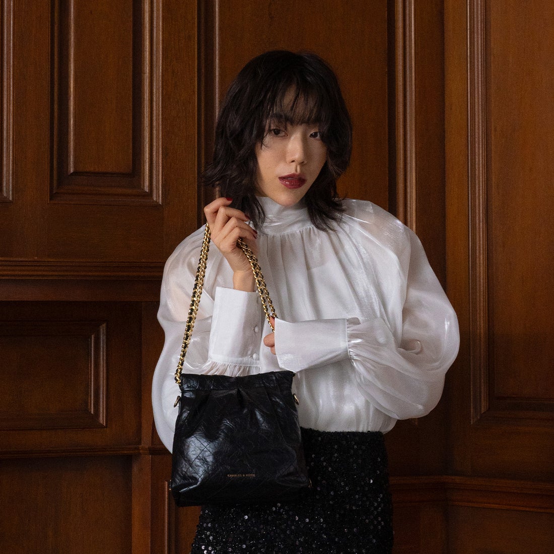 CHARLES & KEITH Duo ドゥオ チェーンハンドルツーウェイバックパック