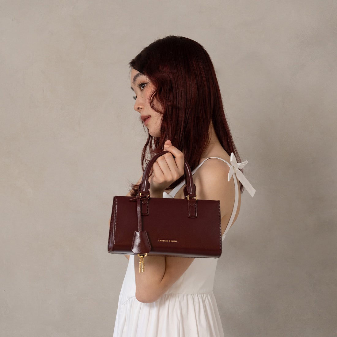 CHARLES & KEITH Kerry ミニケリー トートバッグ（MulberryPlum） -靴