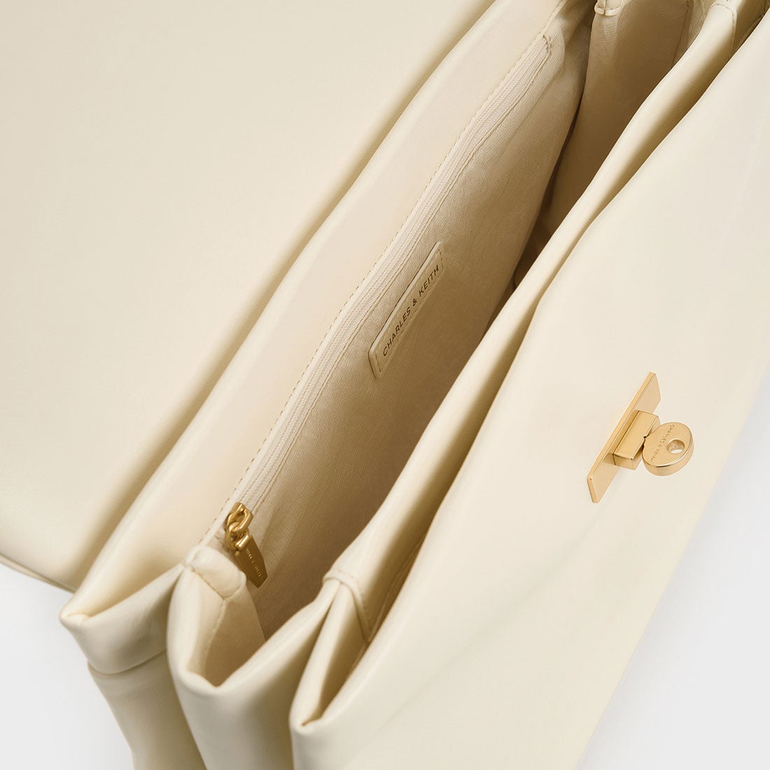 CHARLES & KEITH Kerry ケリー トップハンドルサッチェルバッグ（Cream