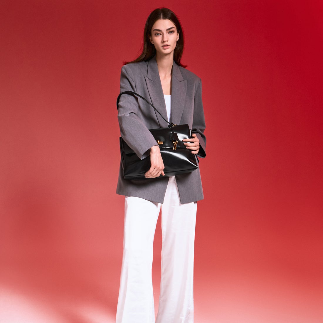 CHARLES & KEITH Kerry ケリー トップハンドルサッチェルバッグ（Black