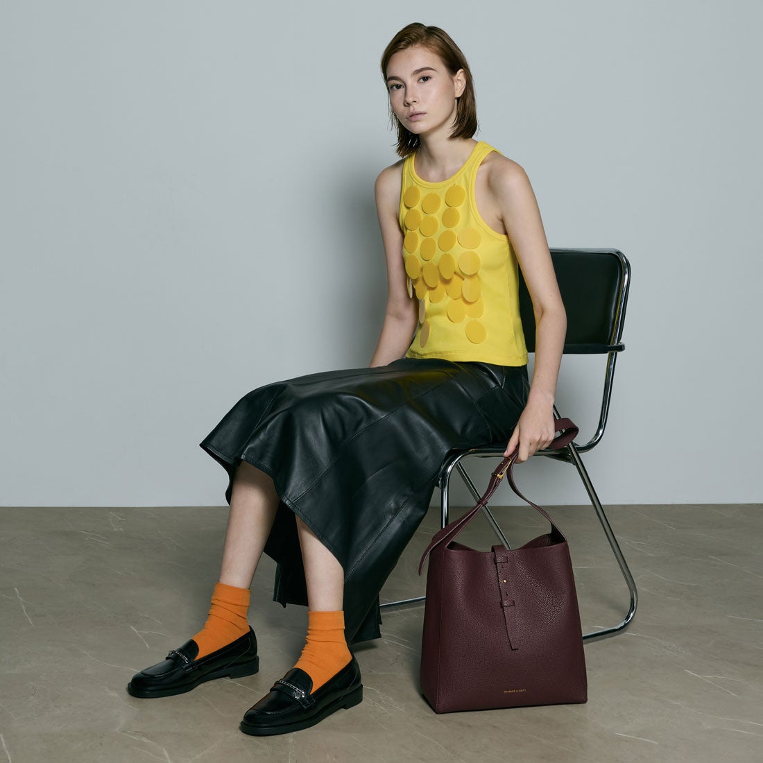 CHARLES & KEITH Beryl ベリル ベルトホーボーバッグ （Wineberry Red