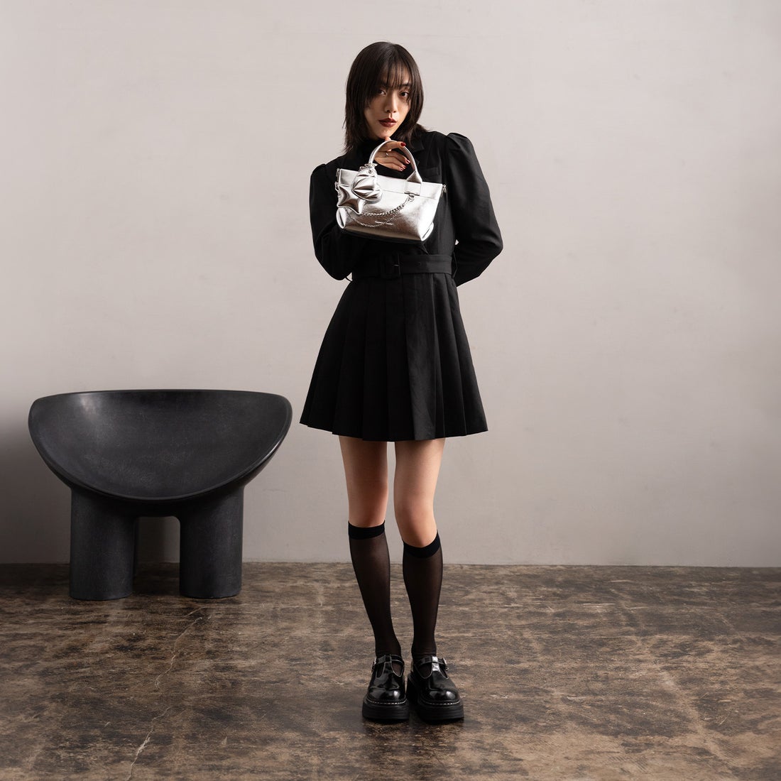 CHARLES & KEITH Tバー プラットフォームメリージェーン（BlackBox