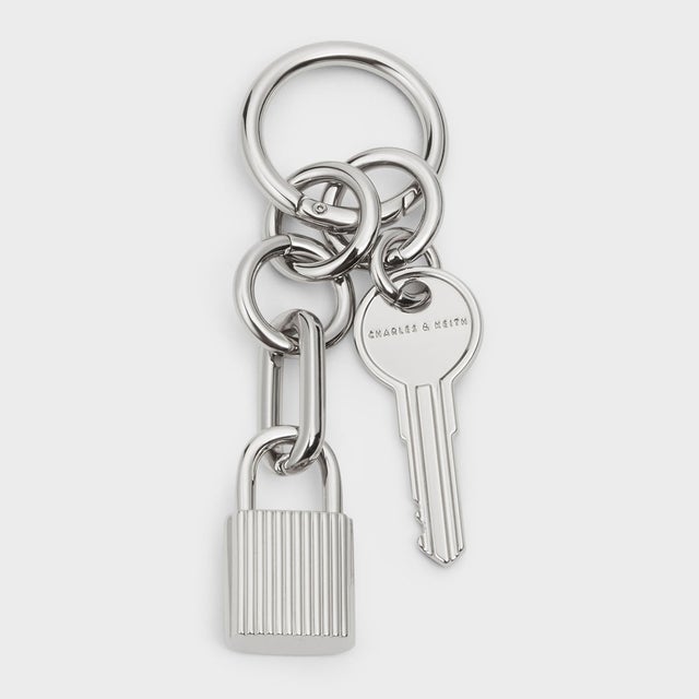CHARLES & KEITH ロック&キー チャーム （Silver） -ファッション通販