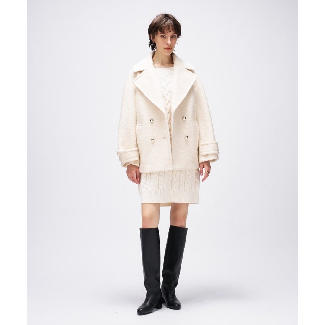 クロエンス cloenc ループメルトンPコート （オフホワイト(003