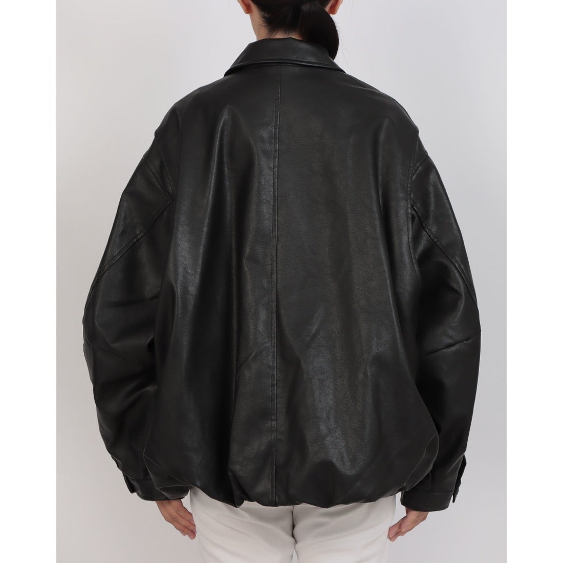 クラネ CLANE FAKE LEATHER BALLOON JACKET （BLACK） - ファッション