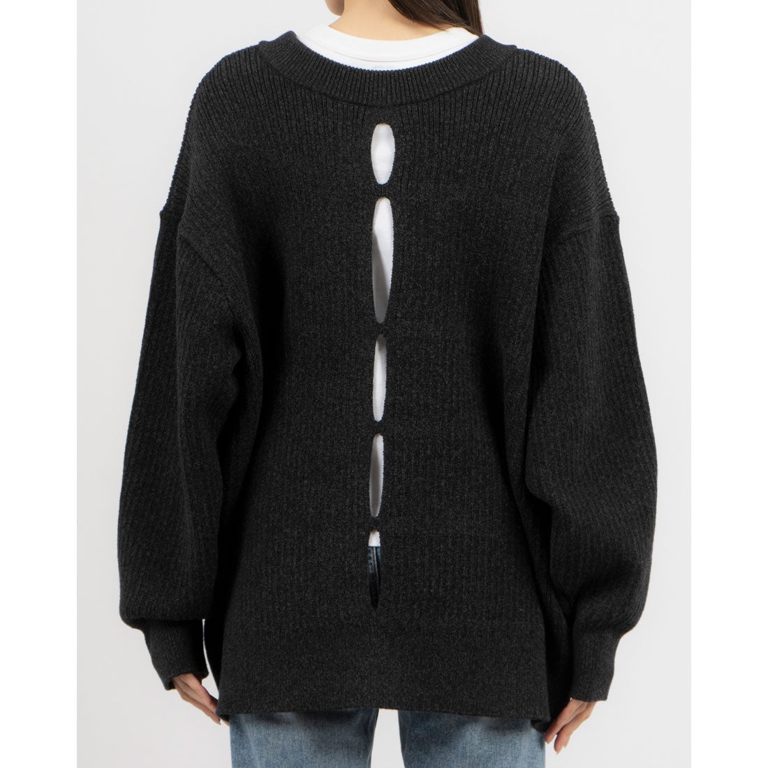 クラネ CLANE W FACE COLOR MIX HOLE SLEEVE C/D （BLACK