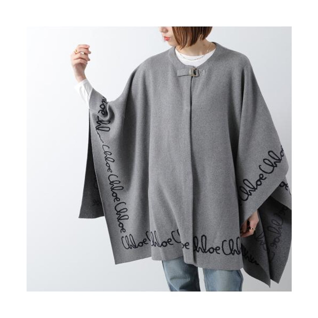 クロエ Chloe Chloe Kids ケープ C20667 ニット ロゴ ポンチョ （A46