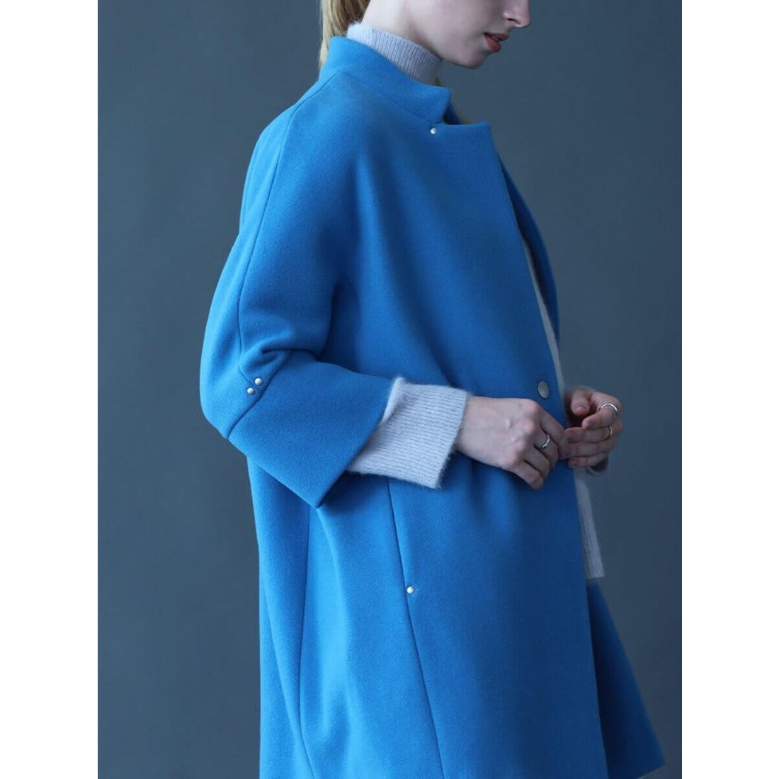 アーガ Aga ダブルメルトンコクーンコート （スカイブルー
