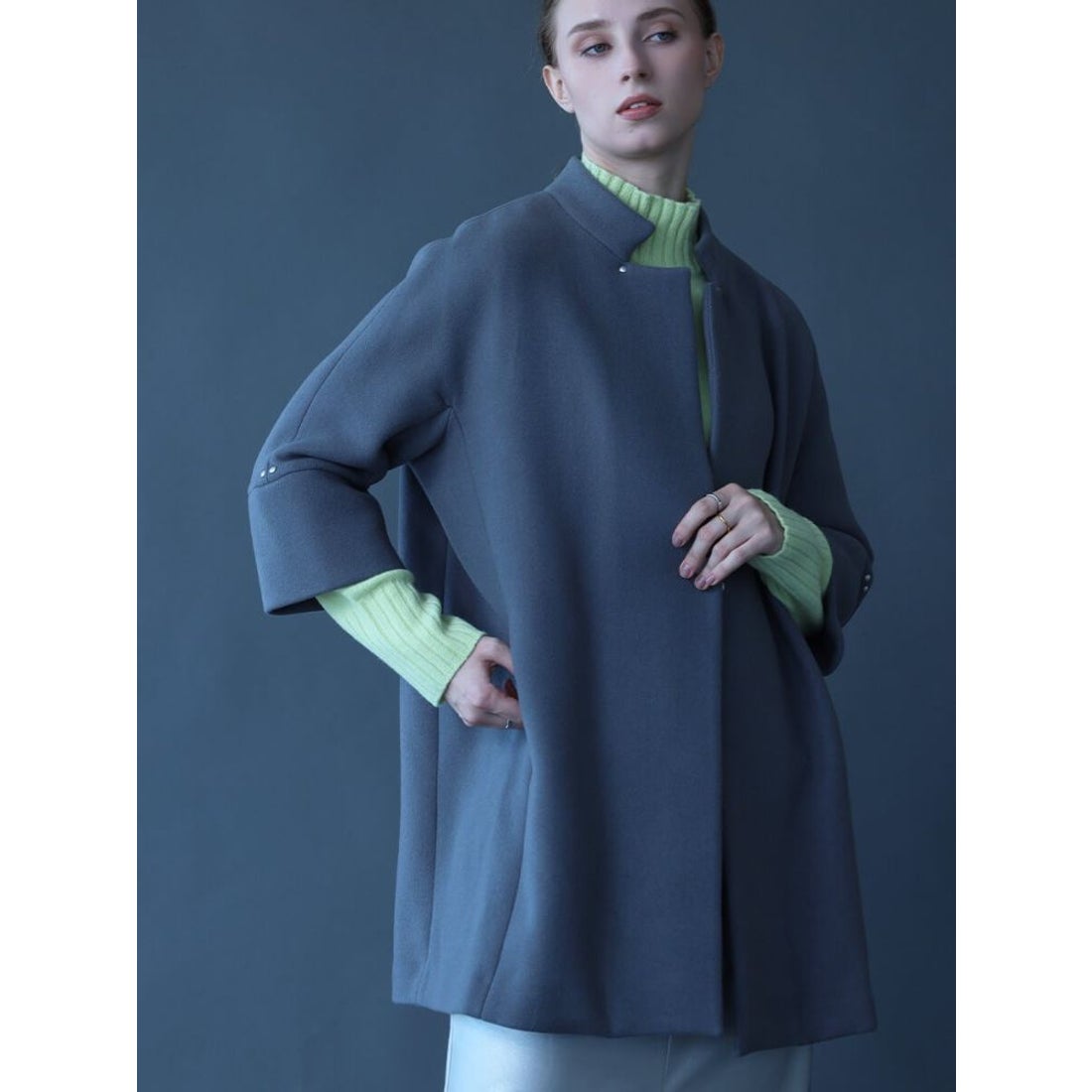 アーガ Aga ダブルメルトンコクーンコート （スカイブルー