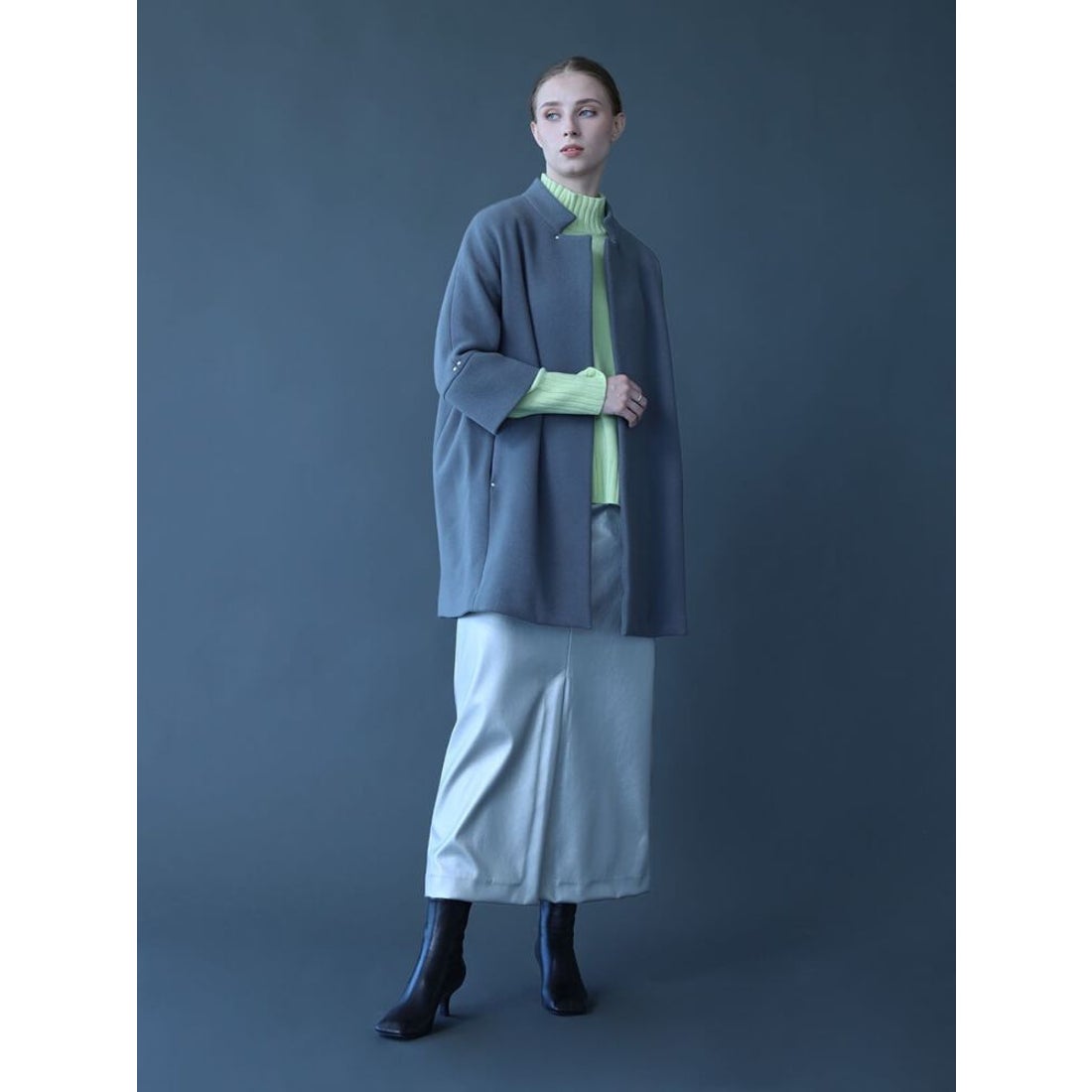 アーガ Aga ダブルメルトンコクーンコート （キミドリ） -ファッション