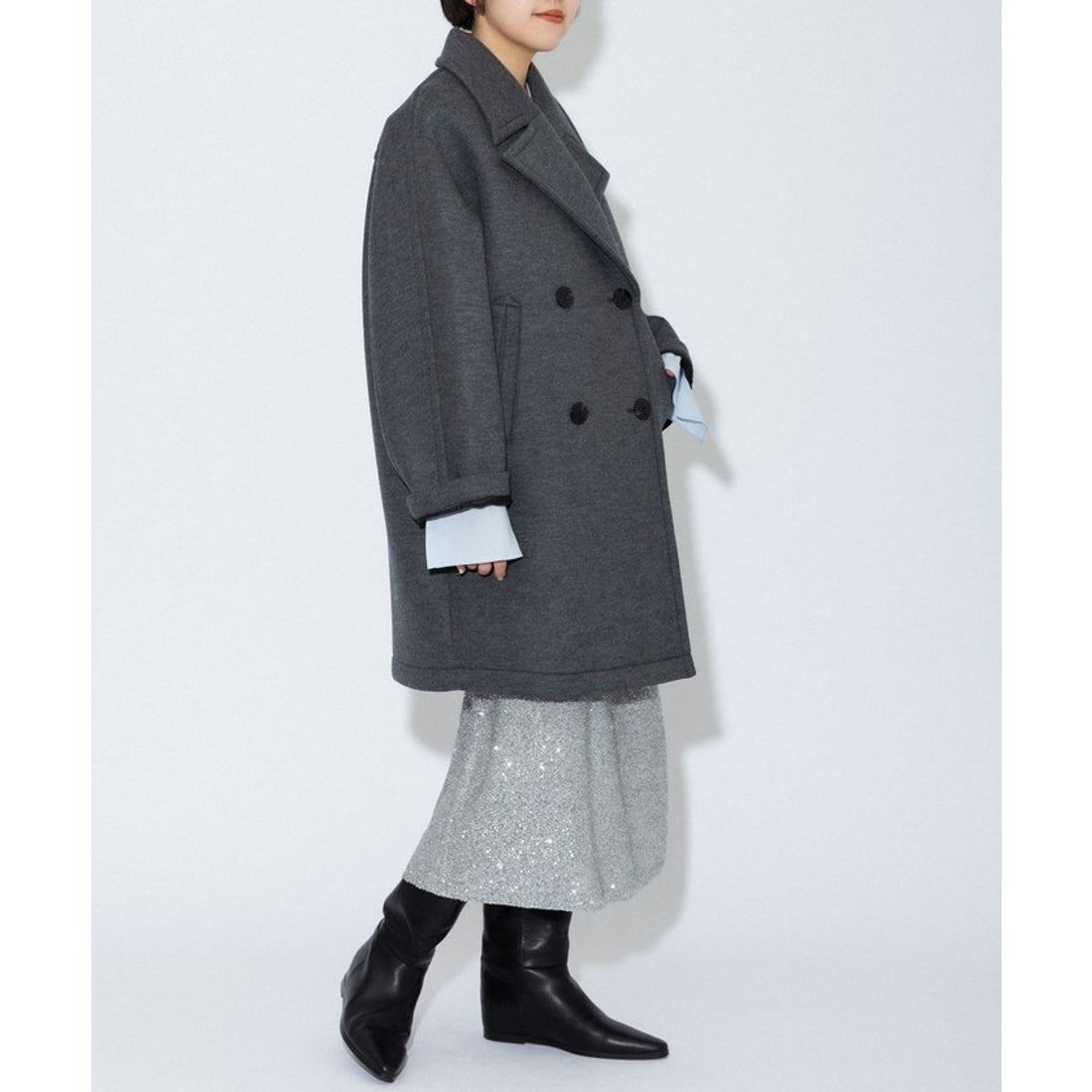 アダム エ ロペ ADAM ET ROPE' ウールジャージボンディングPコート