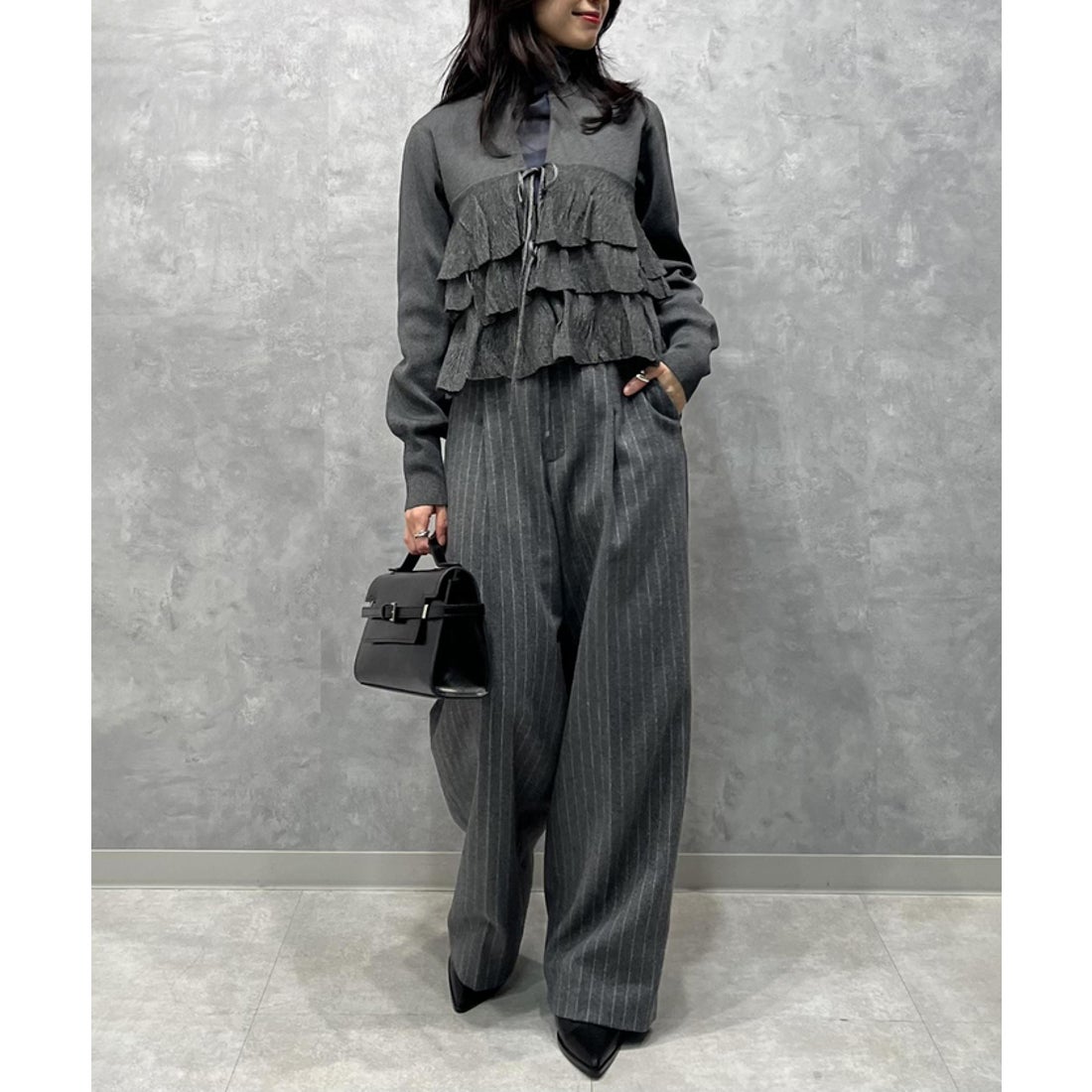 アダム エ ロペ ADAM ET ROPE' 【洗える】フリルカーディガン