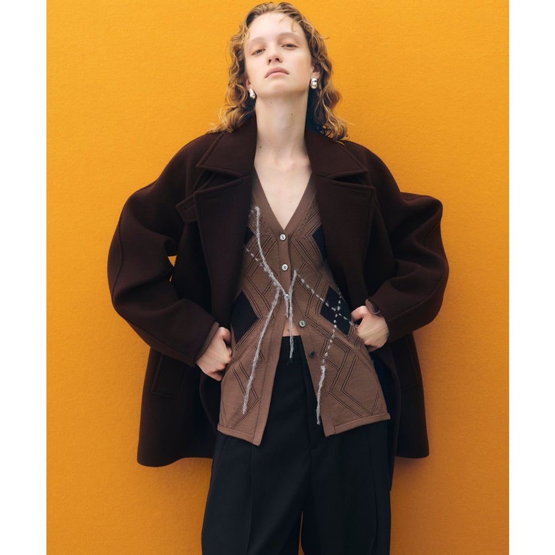 アダム エ ロペ ADAM ET ROPE' ウールボンディングミドルコート