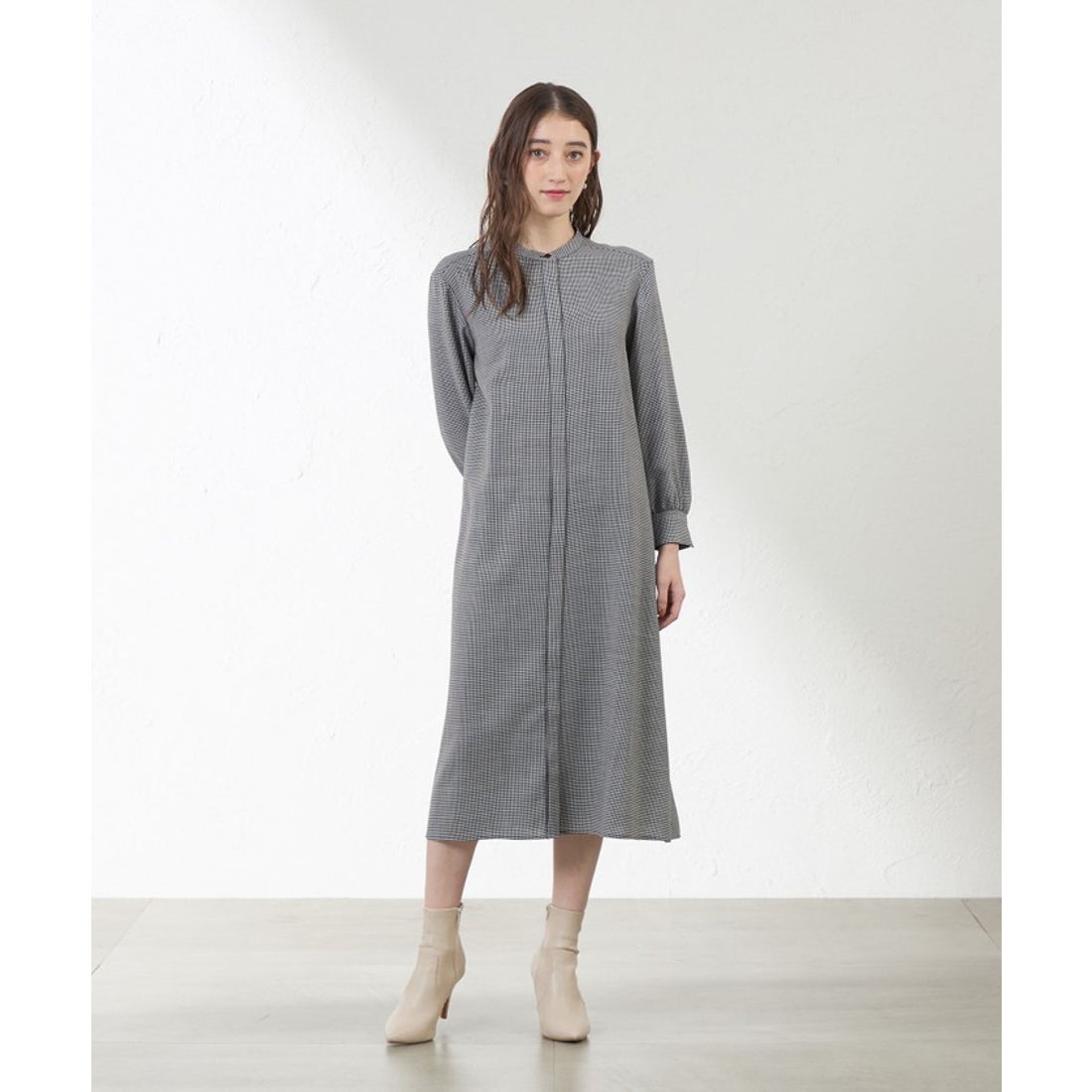 アマカ AMACA ビエラシャツワンピース （ブラックネイビー