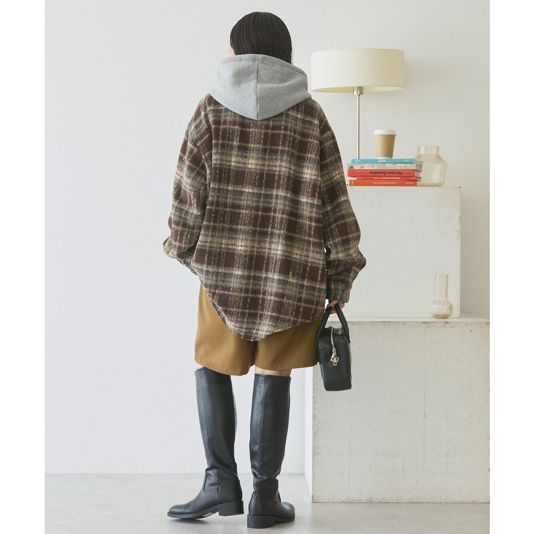 アメリカンホリック AMERICAN HOLIC フード付きシャギーチェックシャツ