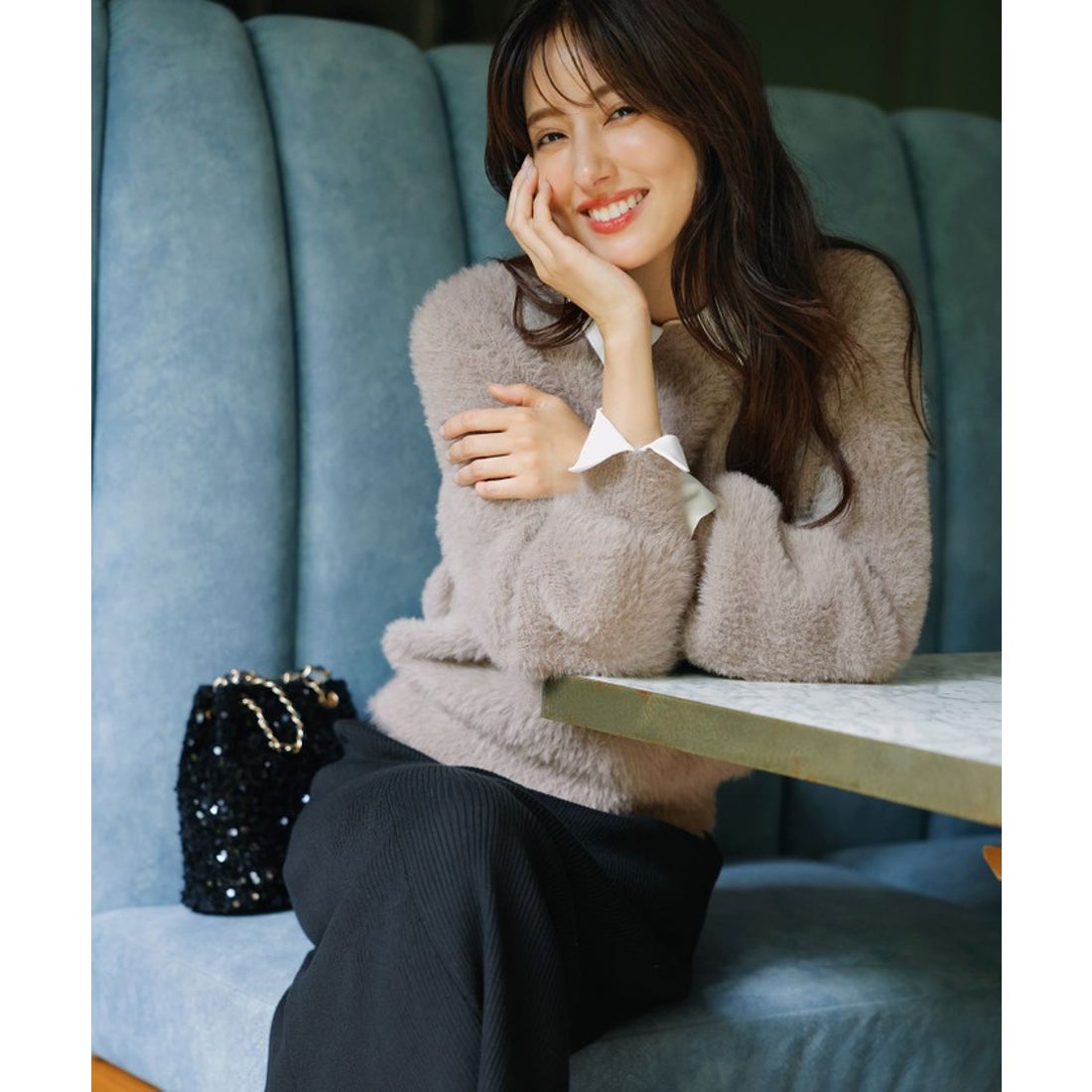 エニィスィス ANY SIS 【洗える】シャギー ニット （ライトグレー