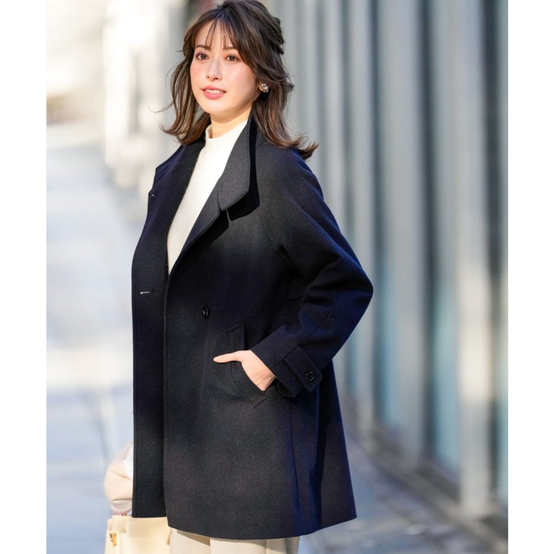 エニィスィス ANY SIS ウールライクスタンドカラー ミドルコート