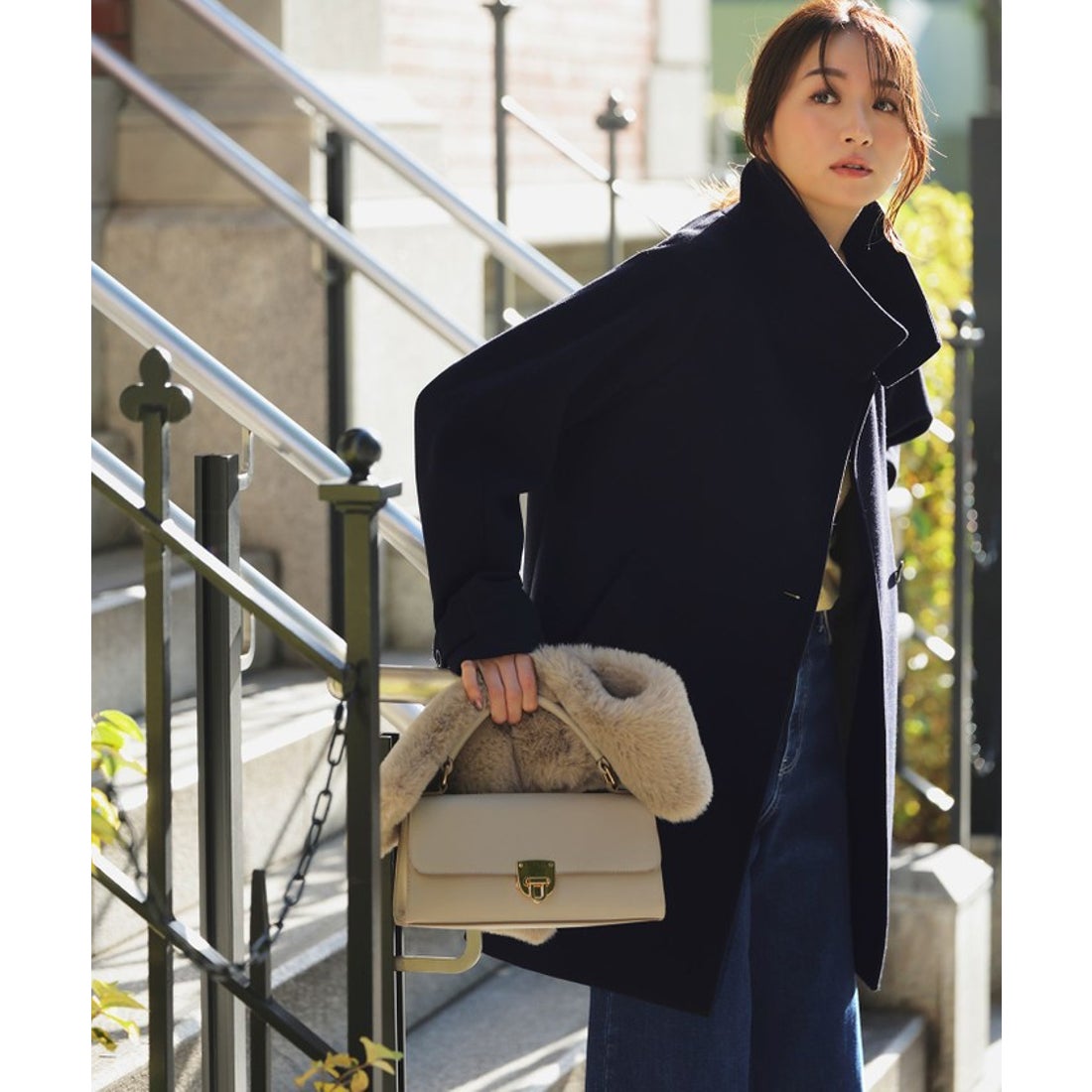 エニィスィス ANY SIS ウールライクスタンドカラー ミドルコート