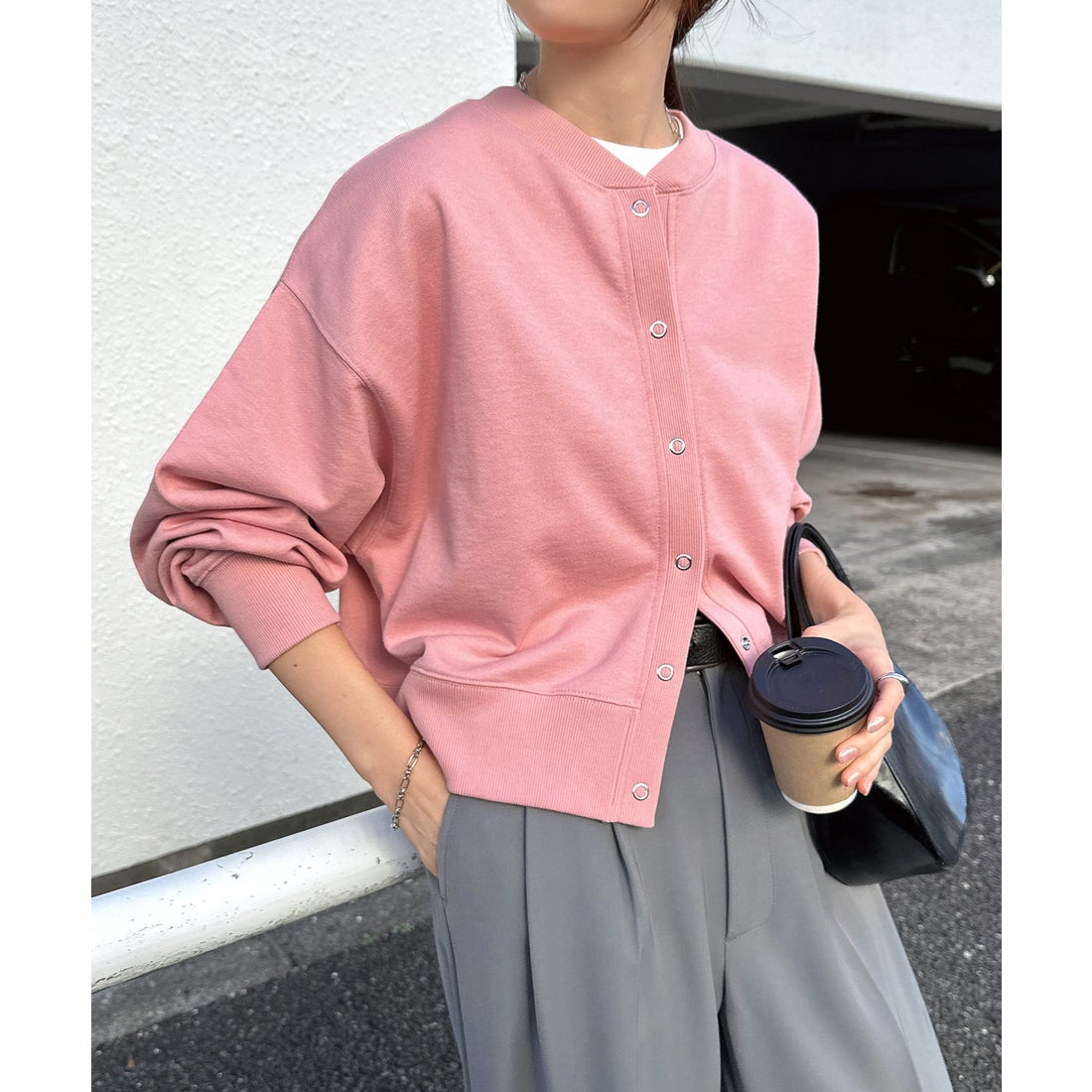 アンドミー andme 前後2way 裏毛 スウェット トップス （コーラル