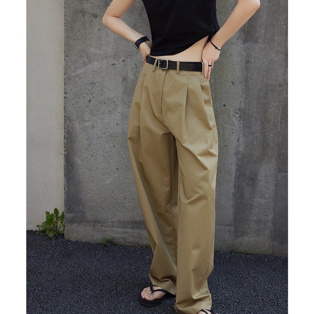 アナザーエス ANOTHER S タック入りワイドチノパン （ベージュ