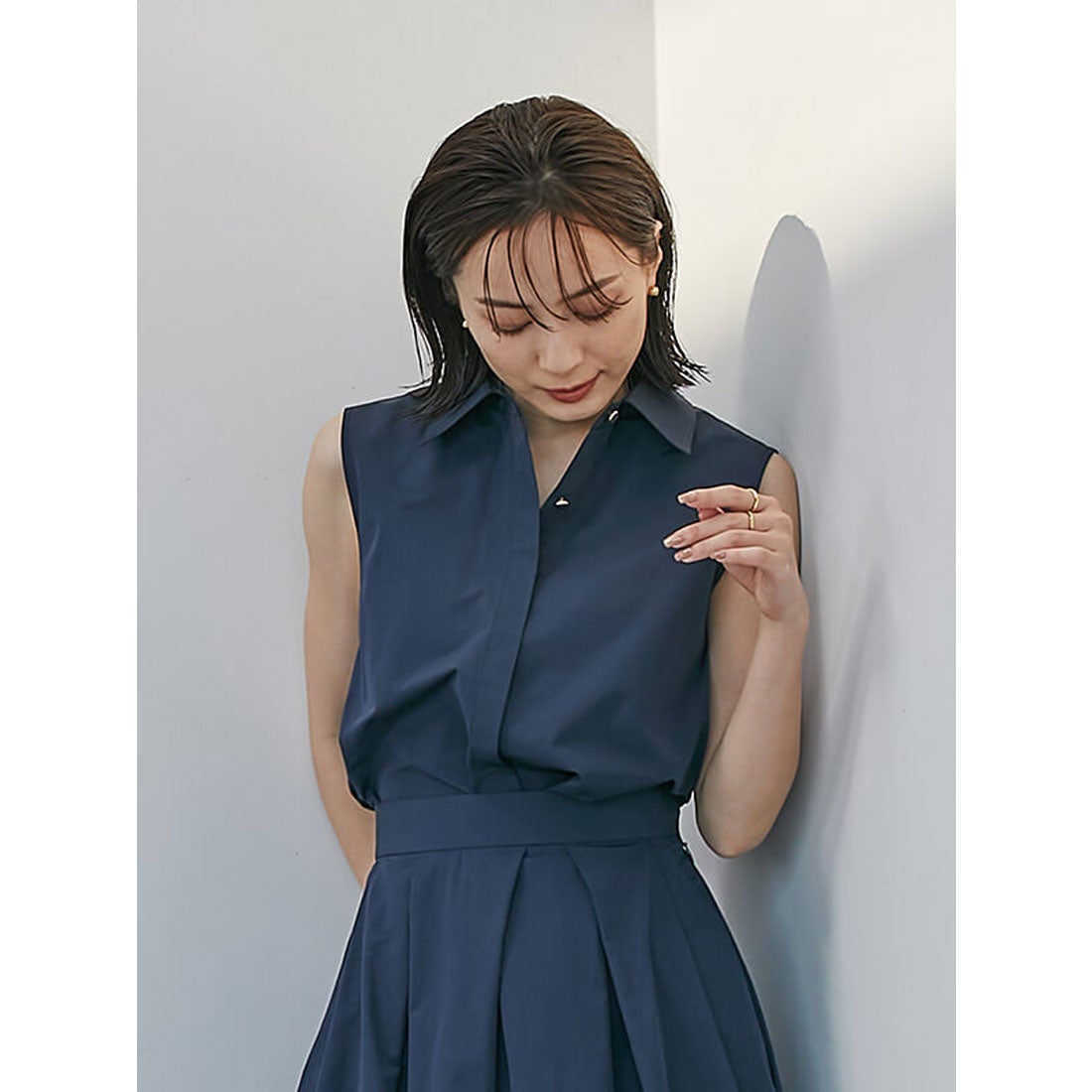 アニュアンス anuans ノースリーブシャツブラウス （NAVY） -靴