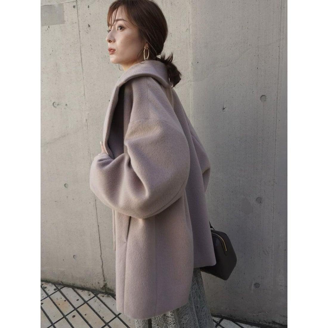 アニュアンス anuans シャギービッグカラーコート （BEIGE） -靴