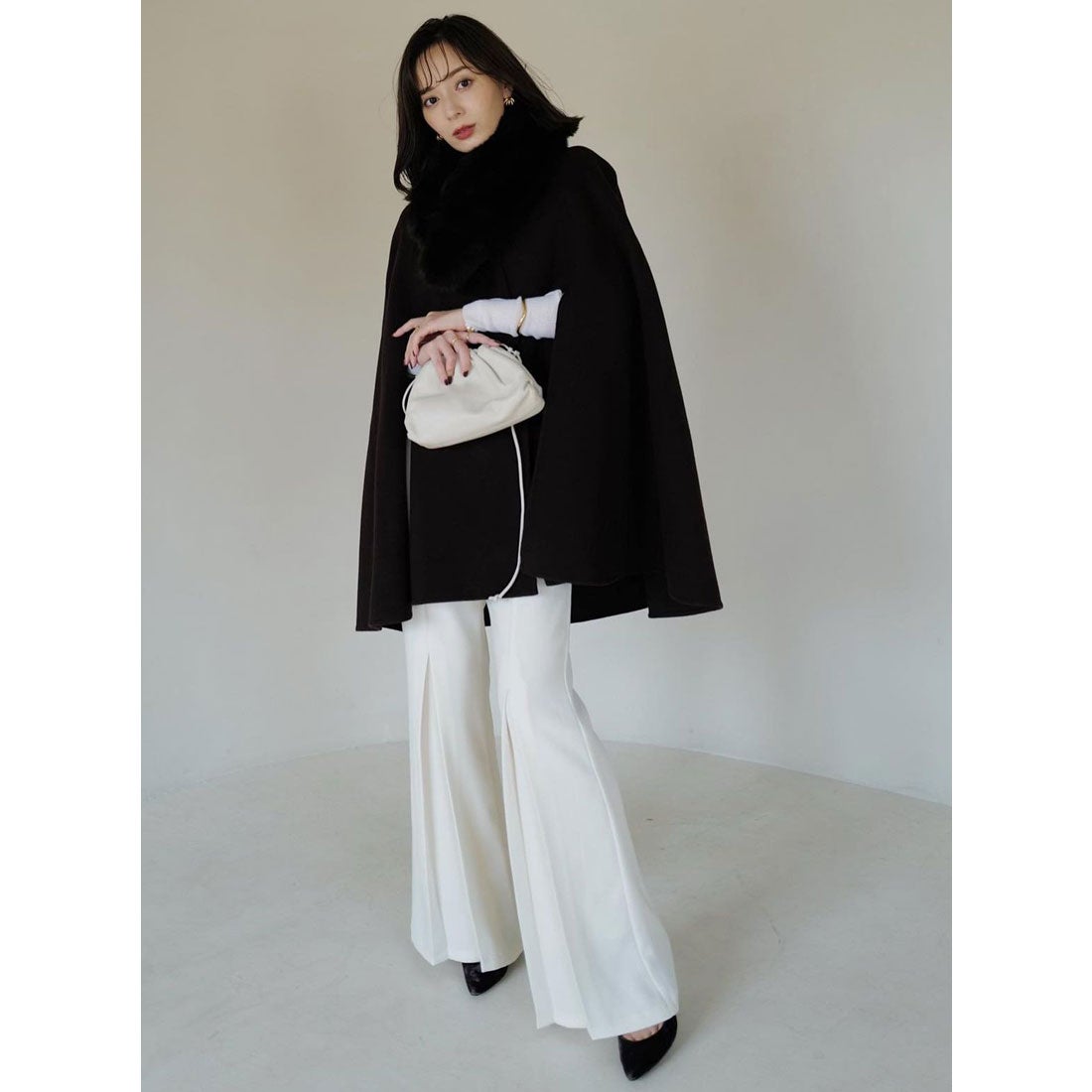 アニュアンス anuans ウールリバーケープコート （BROWN