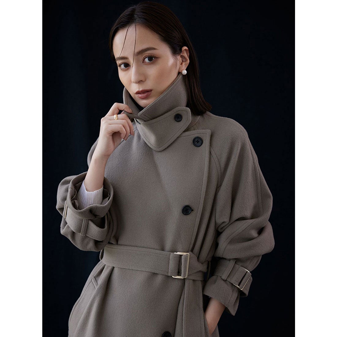 アニュアンス anuans ウールトレンチコート （KHAKI GREY） -靴