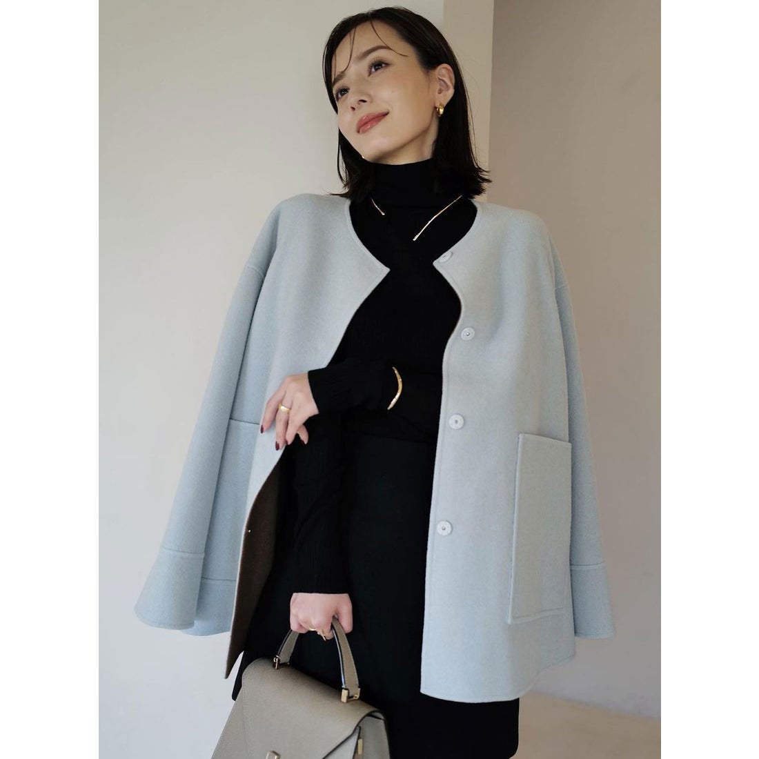 アニュアンス anuans バイカラーショートリバーコート （MINT） -靴